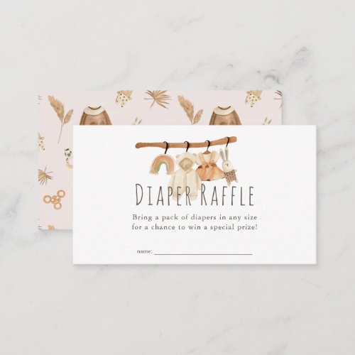 Boho Clothesline Girl Baby Diaper Raffle Ticket Enclosure Card