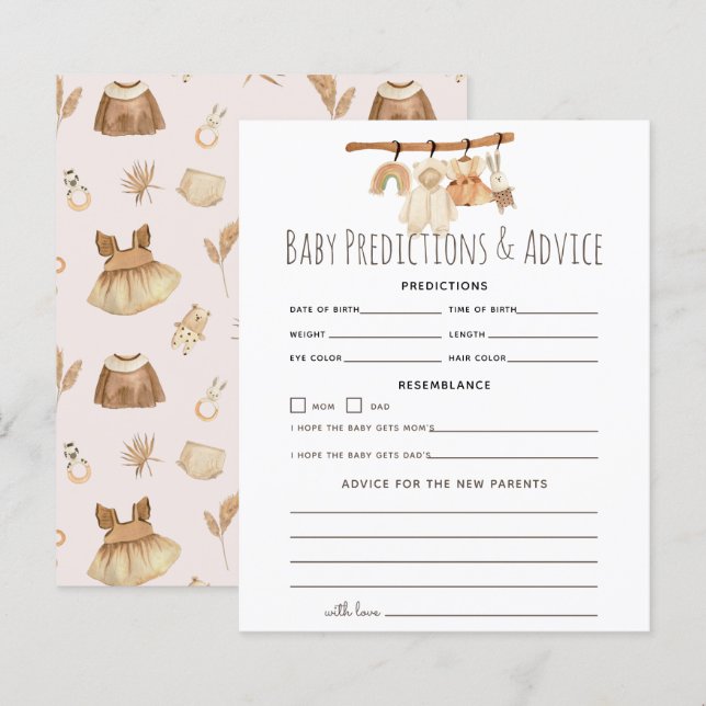 Boho Clothesline Girl Baby Predictions & Advice (Front/Back)
