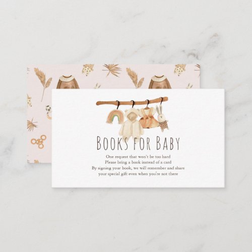 Boho Clothesline Girl Baby Shower Books for Baby Enclosure Card