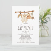 Boho Clothesline Girl Baby Shower by Mail Invitation (Standing Front)