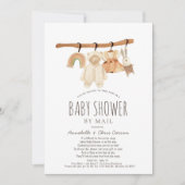 Boho Clothesline Girl Baby Shower by Mail Invitation (Front)