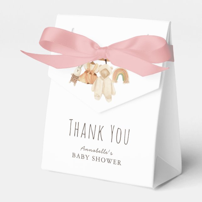 Boho Clothesline Girl Baby Shower Favor Box (Front Side)