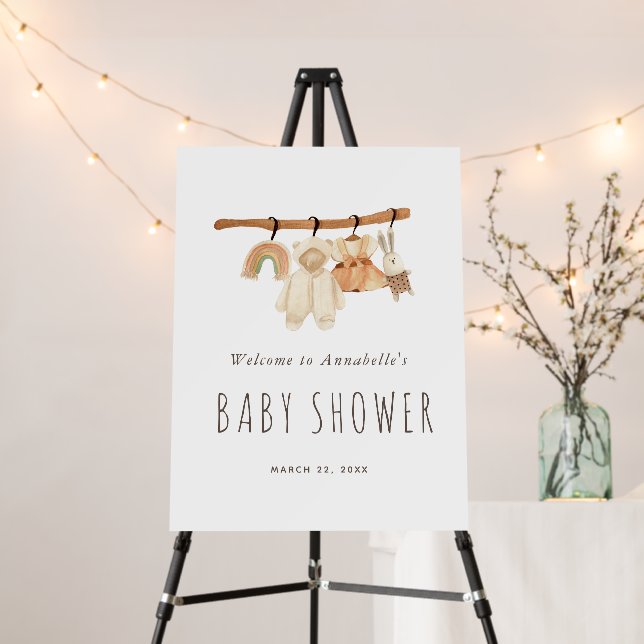 Boho Clothesline Girl Baby Shower Foam Board (In Situ (Stand))