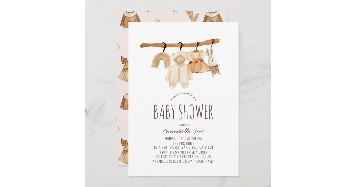 Boho Clothesline Shower Invitation | Zazzle