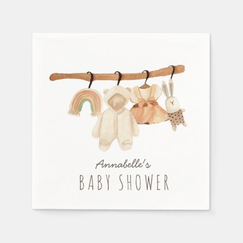 Boho Clothesline Girl Baby Shower Napkins