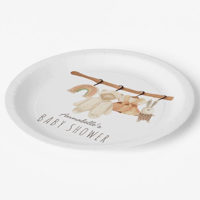 Boho Clothesline Girl Baby Shower Paper Plates Zazzle