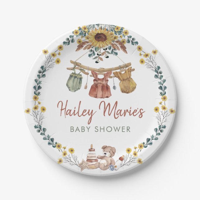 Boho Clothesline Paper Plate (Front)