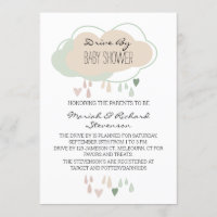 Boho Cloud Gender Neutral Drive By Baby Shower Invitation