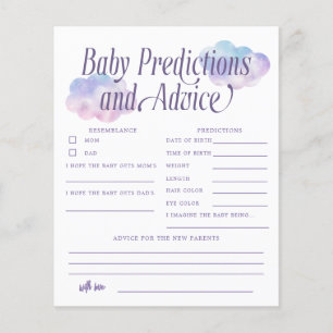 Boho Cloud Girl Baby Predictions & Advice Card