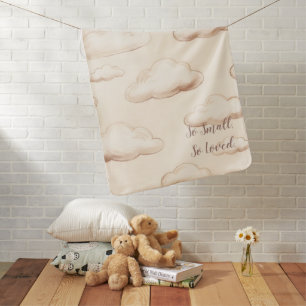 Boho Cloud Nursery Art So Small So Loved Baby Blanket