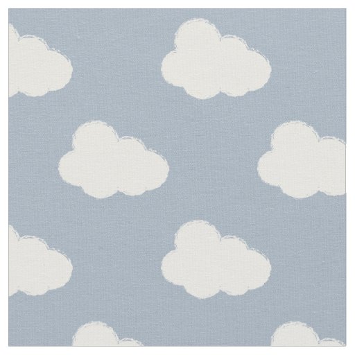Boho Clouds Sky Simple Gender Neutral Kids Blue Fabric