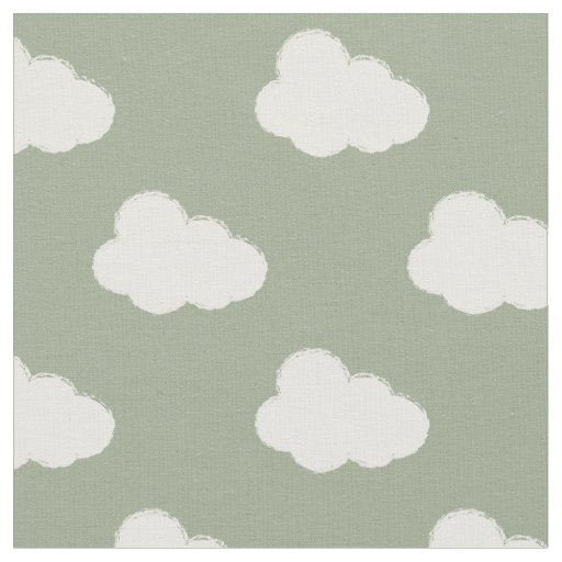 Boho Clouds Sky Simple Gender Neutral Kids Sage Fabric