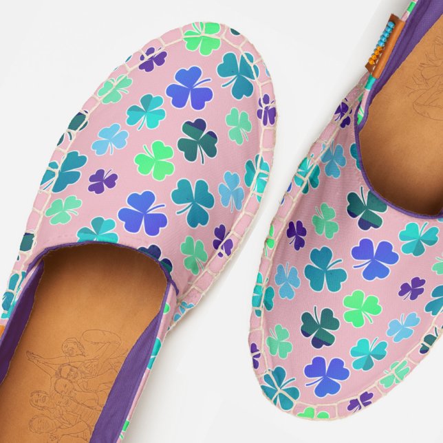 Boho Clover Shamrock Pink Blue Lavender Fun Girly Espadrilles (Creator Uploaded)