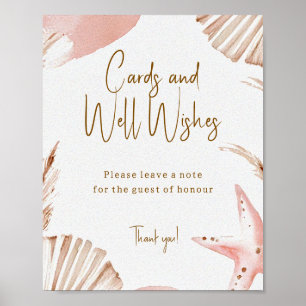 Boho Coastal Baby Shower Cards & Well Wishes Sign 