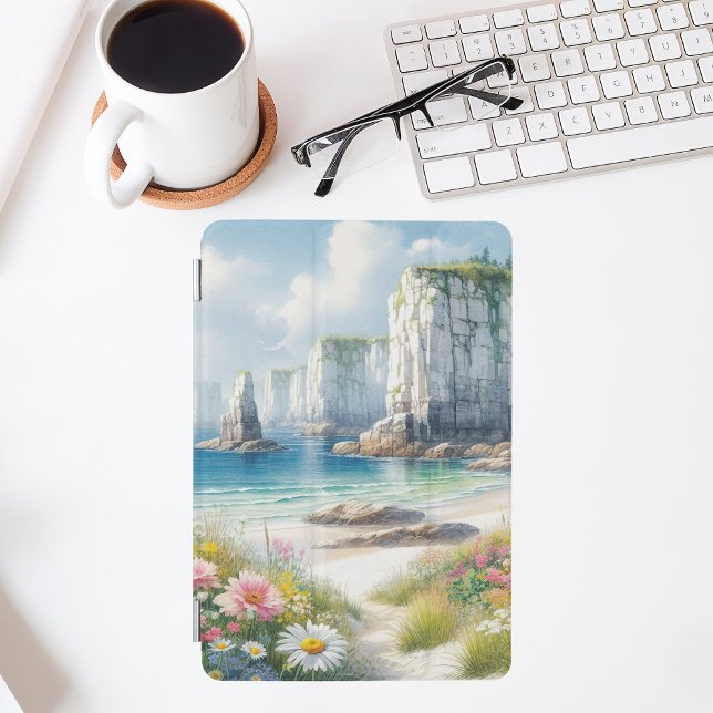 Boho Coastal Cliffs Wildflower Beach Art iPad Mini Cover (Creator Uploaded)