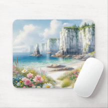 Boho Coastal Cliffs Wildflower Beach Art