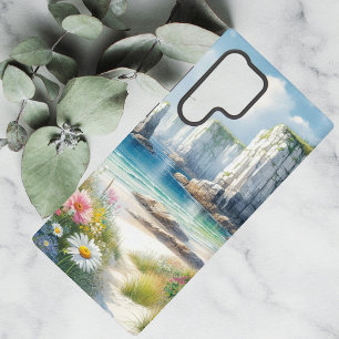 Boho Coastal Cliffs Wildflower Beach Art Samsung Galaxy S22 Ultra Case