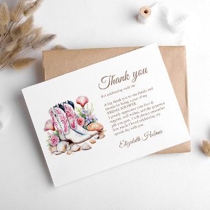Boho Coastal Cowgirl Boots Bridal Shower Thank You Card