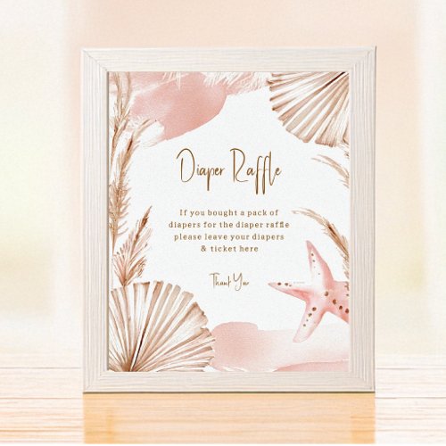 Boho Coastal Diaper Raffle Baby Shower Poster