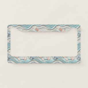 Boho Coastal Seashell Pattern License Plate Frame