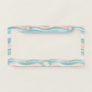 Boho Coastal Seashell Wave Pattern (6) License Plate Frame