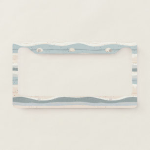 Boho Coastal Seashell Wave Pattern License Plate Frame