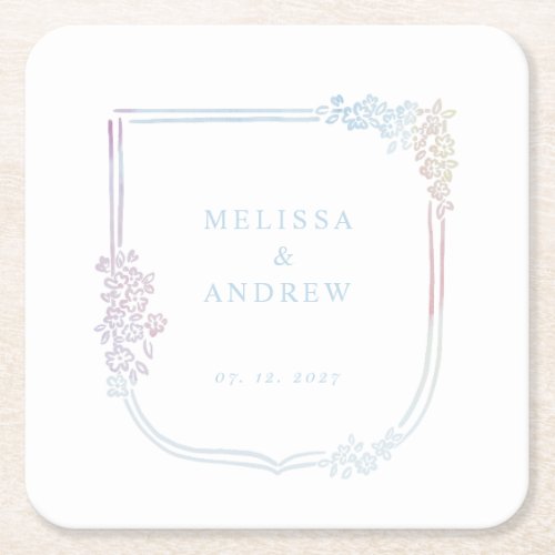 Boho  Coat of arms  _  pastel Square Paper Coaster