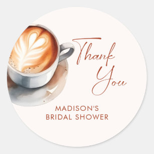 Boho Coffee Bridal Shower Classic Round Sticker