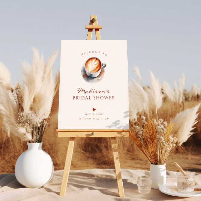 Boho Coffee Bridal Shower Heart Welcome Foam Board (Creator Uploaded)