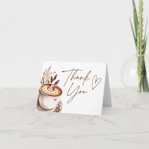 Boho Coffee Bridal Shower Letterpress Thank You Card