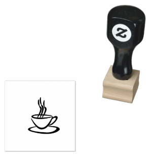 Boho Coffee Cup Rubber Stamp Cafe