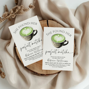 Boho Coffee Green Perfect Matcha Bridal Shower Invitation