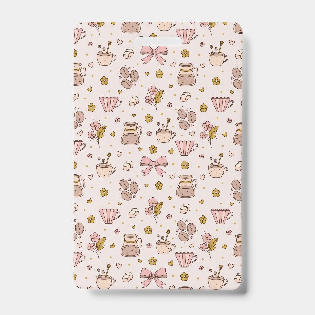 Boho coffee seamless pattern badge (Front)