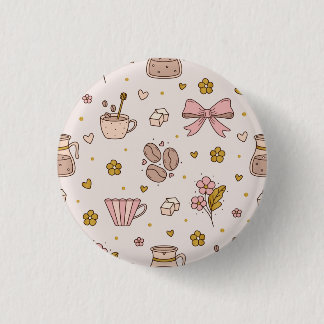 Boho coffee seamless pattern button