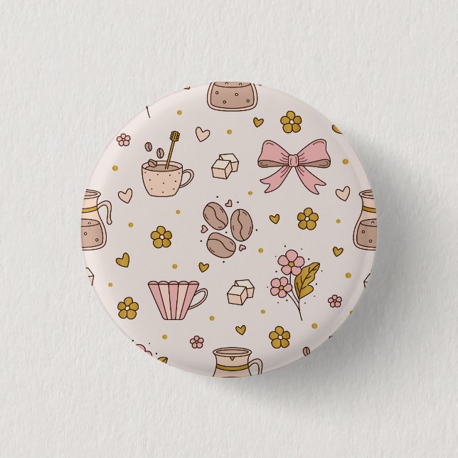 Boho coffee seamless pattern button (Front)