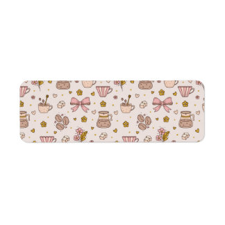 Boho coffee seamless pattern label
