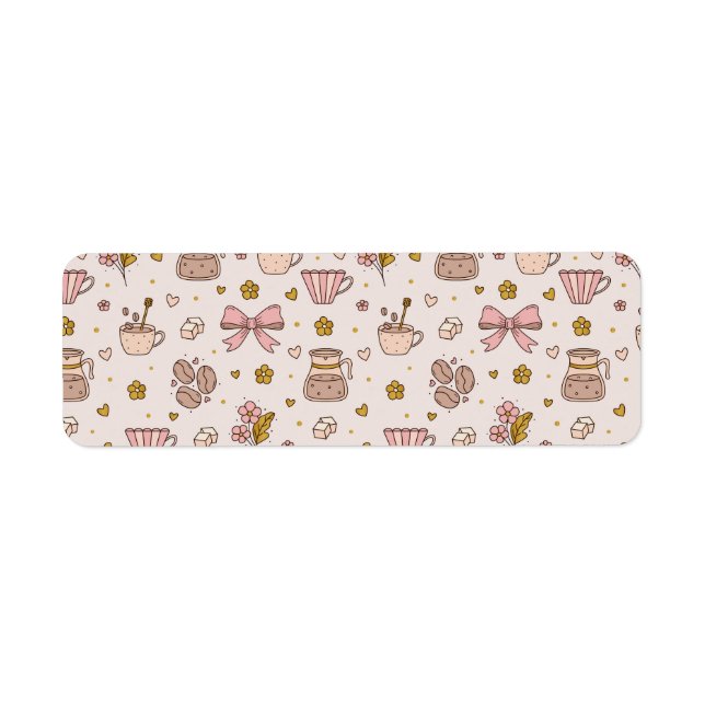 Boho coffee seamless pattern label (Front)
