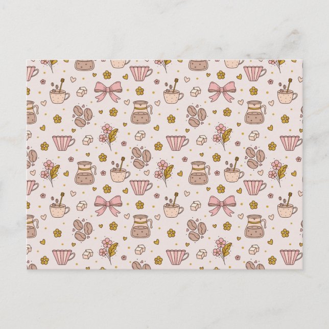 Boho coffee seamless pattern postcard (Front)