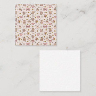 Boho coffee seamless pattern square business card