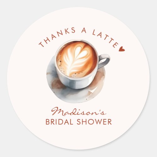 Boho Coffee Themed Bridal Shower Classic Round Sticker