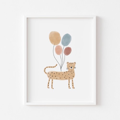 Boho colored Chita with balloons poster 