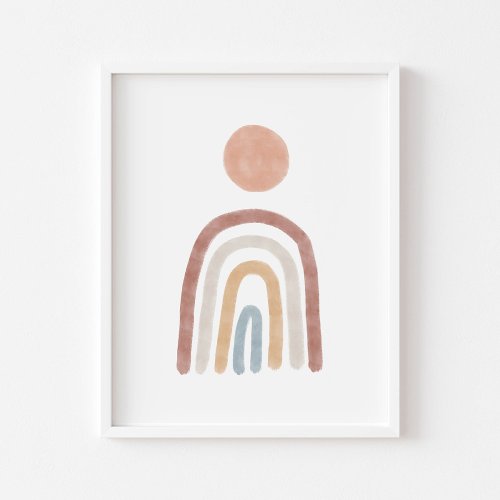 Boho colored sun and rainbow poster