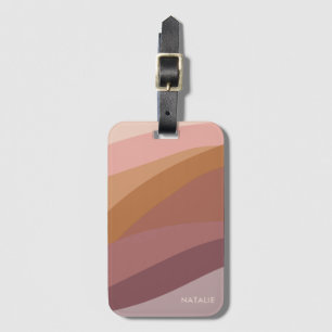 Boho Colorful Abstract Retro Name Luggage Tag