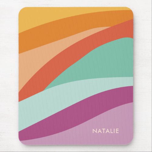 Boho Colorful Abstract Retro Name Mouse Pad