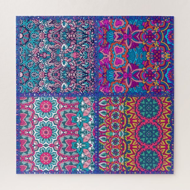 Boho Colorful Blocking Quilt Pattern  Jigsaw Puzzle (Vertical)