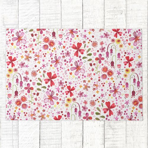 Boho Colorful Floral Watercolor Doormat