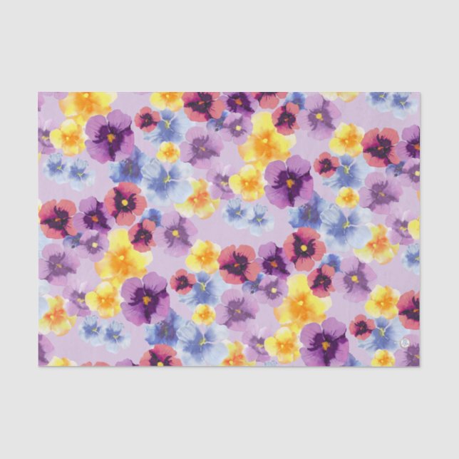 Boho Colorful Flowers Purple Pansy Lavender Crafts Tissue Paper (Front)