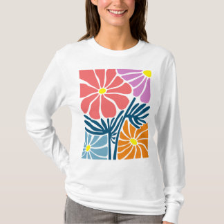 Boho Colorful Leaves and Flowers T-Shirt Design
