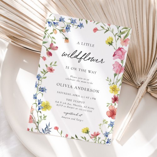 Boho Colorful Little Wildflower Fairy Baby Shower Invitation