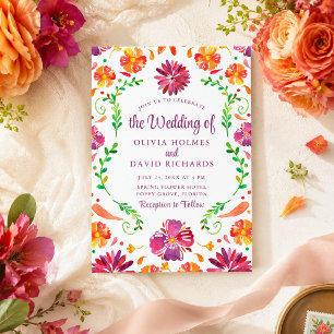Boho Colorful Mexican Floral Fiesta Wedding Invite